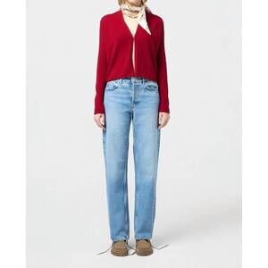 NEW GUEST IN RESIDENCE stealth hook front cardigan in ruby